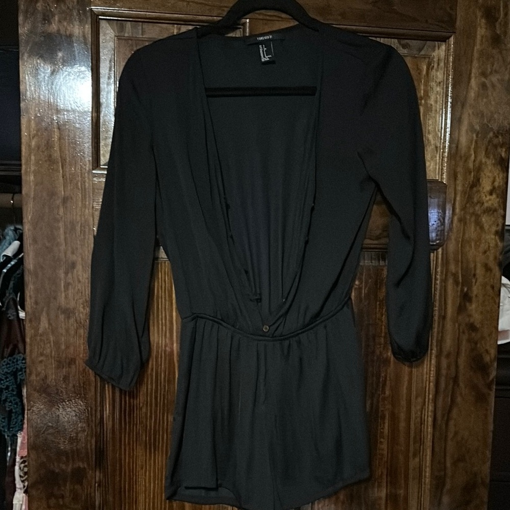 Forever21 Black Long Sleeve Romper